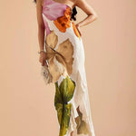 Selena | Resort Vibes Elegant Floral Print One-Shoulder Maxi Dress