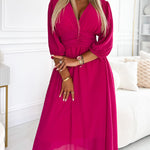 Emmaline | V-Neck Solid Color Waist Dress