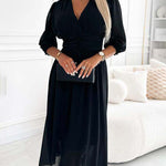 Emmaline | V-Neck Solid Color Waist Dress