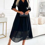 Emmaline | V-Neck Solid Color Waist Dress