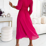 Emmaline | V-Neck Solid Color Waist Dress