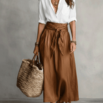 Soelie - Elegant Boho Blouse and Satin Skirt Set