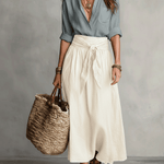 Soelie - Elegant Boho Blouse and Satin Skirt Set