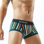 2 Pack Men's Colorful Striped U Convex Pouch Trunks