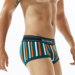 2 Pack Men's Colorful Striped U Convex Pouch Trunks