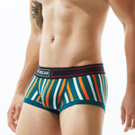 2 Pack Men's Colorful Striped U Convex Pouch Trunks