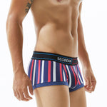 2 Pack Men's Colorful Striped U Convex Pouch Trunks