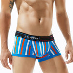 2 Pack Men's Colorful Striped U Convex Pouch Trunks