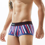 2 Pack Men's Colorful Striped U Convex Pouch Trunks