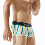 2 Pack Men's Colorful Striped U Convex Pouch Trunks