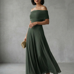 June | Off Shoulder Draped Midi Dress