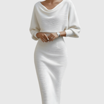 Genesis | White Draped Batwing Midi Dress