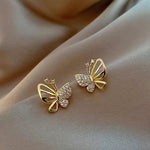 Butterfly Pavé Gold Stud Earrings