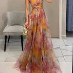 Maeve | Elegant Halter Print Dress