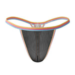 3 Pack Men's Mesh Sheer Support Pouch Strings with Cooling Comfort & Color Waistband