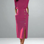 Olena | Elegant Button Midi Dress