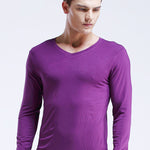 Mens Ultra Soft Low Cut V-Neck Thermal Shirt