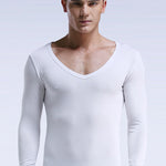 Mens Ultra Soft Low Cut V-Neck Thermal Shirt