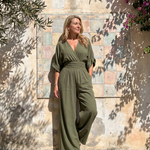 Carmen | Draped V-Neck Wide-Leg Jumpsuit