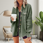 FAYE™ - Cozy Loose Fit Batwing Sleeve Button Down Jacket