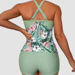 Tankini Swimsuits Tummy Control Two Piece Blouson Bathing Suit