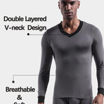 Mens Base Layers V-Neck Thermal Shirt