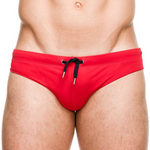 Men's Solid Swimming Briefs Drawstring Bikini