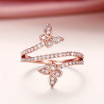 White Gold Butterfly Inlaid Zirconia Ring