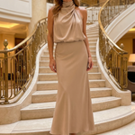 Natalie | Draped Neck Midi Dress