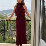 Natalie | Draped Neck Midi Dress