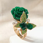Emerald Rose Floral Ring