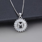 White Gold Initial Letter Zirconia Necklace
