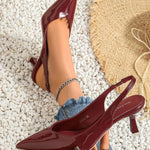 AMIRA™ - Women’s PU Leather Slingback Heels Simple Solid Color Pointed Toe Pumps