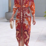 Eva | Sun Escape Unique Print Dolman Midi Dress