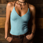 ElevenOra Chic Casual V-Neck Slim Fit Soft Ribbed Knit Camisole