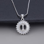 White Gold Initial Letter Zirconia Necklace
