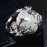Floral Shiny Opal Statement Ring
