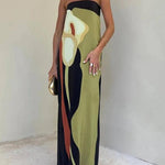 Joan | Coastal Chic Strapless Printed Maxi Party Dress