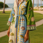 Emilia | Belted Printed Twill Midi Shirt Dress Dress