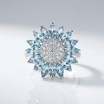 Topaz Flower Silver Ring