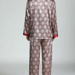 Men's Print Sleepwear Silk Satin Pajamas Set