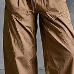 ElevenOra Chic Elegant Camel Waist Drawstring Patch Pocket  Loose-Fit Cotton Blend Wide-Leg Pants