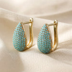Turquoise Pavé Teardrop Hoop Earrings