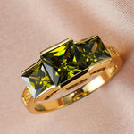 Olive Green Triple Stone Ring