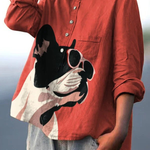 Saanvi | Decorative Pattern of French Bulldog Wearing Sunglasses on Red Background Casual Shirt