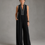 Naomi | Embroidered V-Neck Wide-Leg Jumpsuit