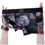 3 Pack Men's Floral Print Antibacterial & High-Stretch Mesh Breathable Trunks
