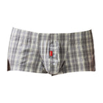 2 Pack Men's Pure Cotton Plaid Boxer Shorts with Button Fly