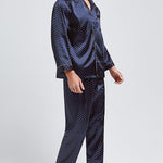 Men's Print Sleepwear Silk Satin Pajamas Set