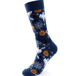 4 Pairs Pumpkin Personality Skeleton Cartoon Trendy Cotton Crew Socks
